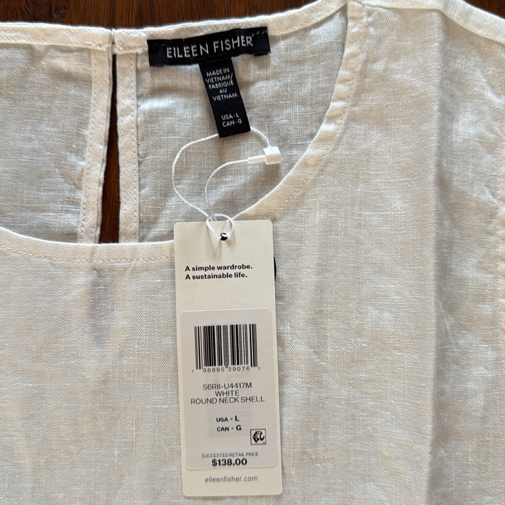 NWT Eileen Fisher white top Size Large - Picture 2 of 3